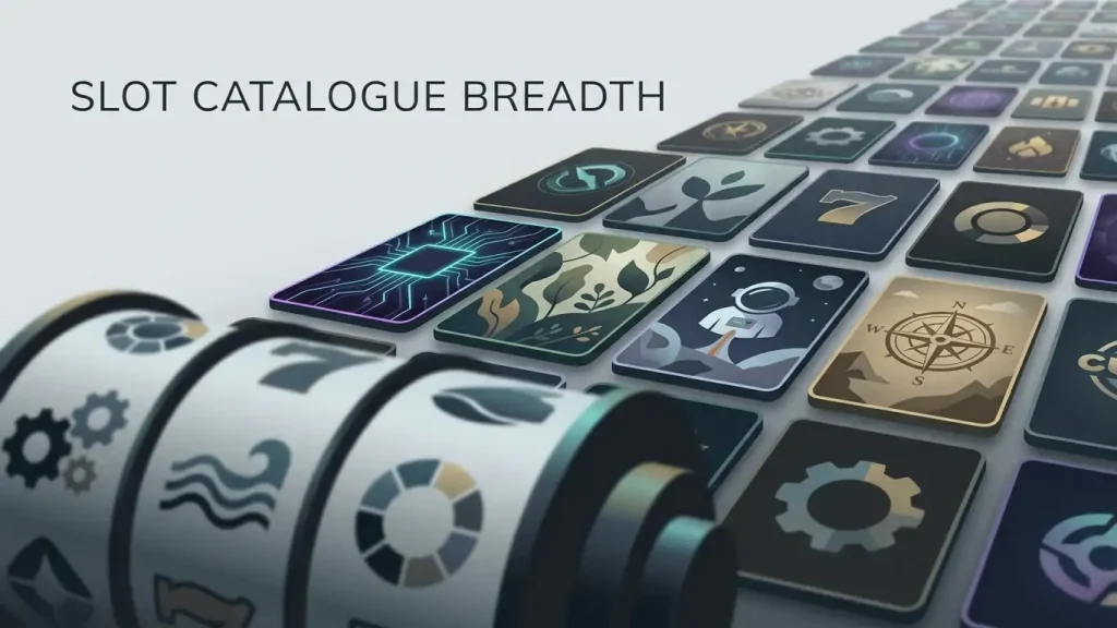 Abstract illustration of slot reels and a varied game-provider catalogue