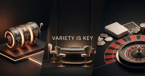 Editorial casino game collage representing slots, live dealer tables and classic table games
