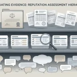 Editorial illustration showing regulator records, review platforms and individual comments as different evidence levels